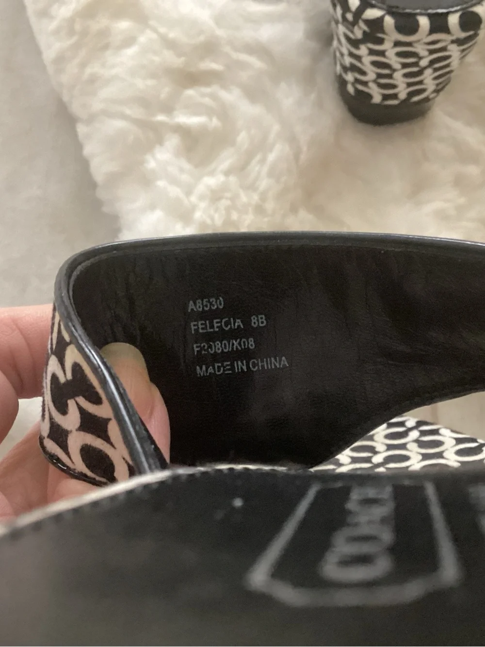 Coach Black & White Logo Platform Thong Sandals